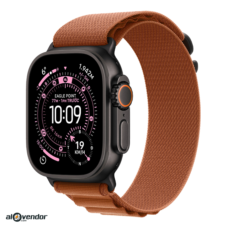 Apple Watch Ultra 3 Black Titanium Alpine Loop Nâu Gốm