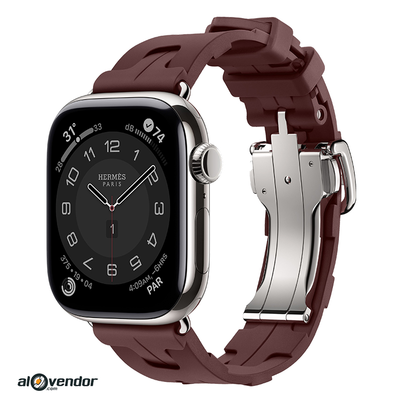 Apple Watch Hermes Series 11 42mm Bordeaux Kilim