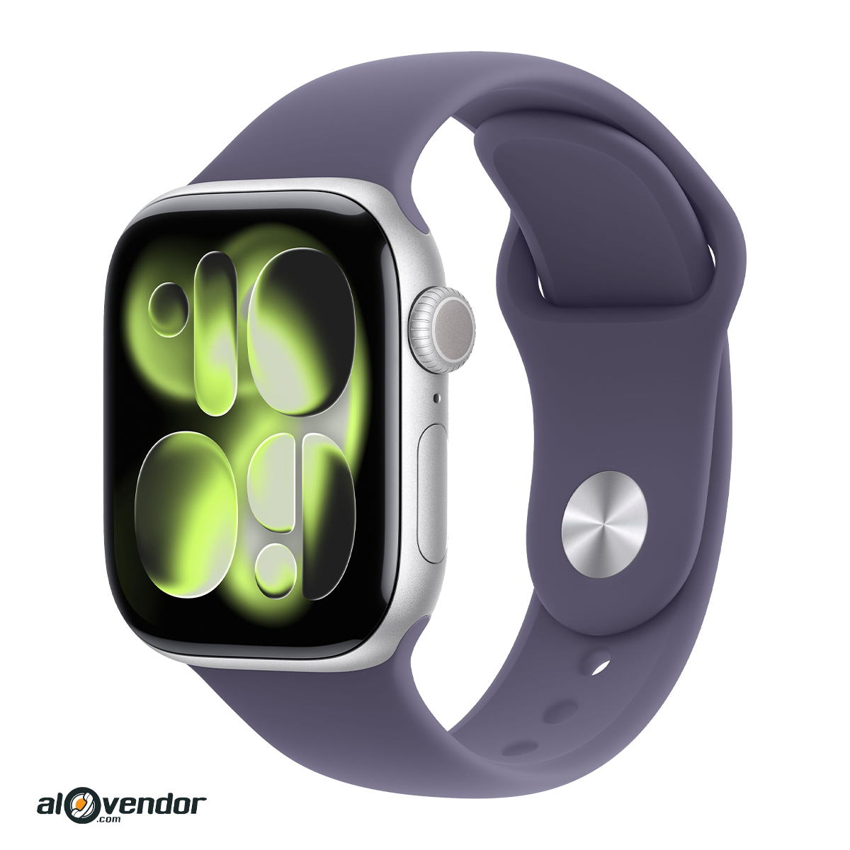 Apple Watch Series 11 42mm GPS Viền Silver Dây Cao Su Tím Khói