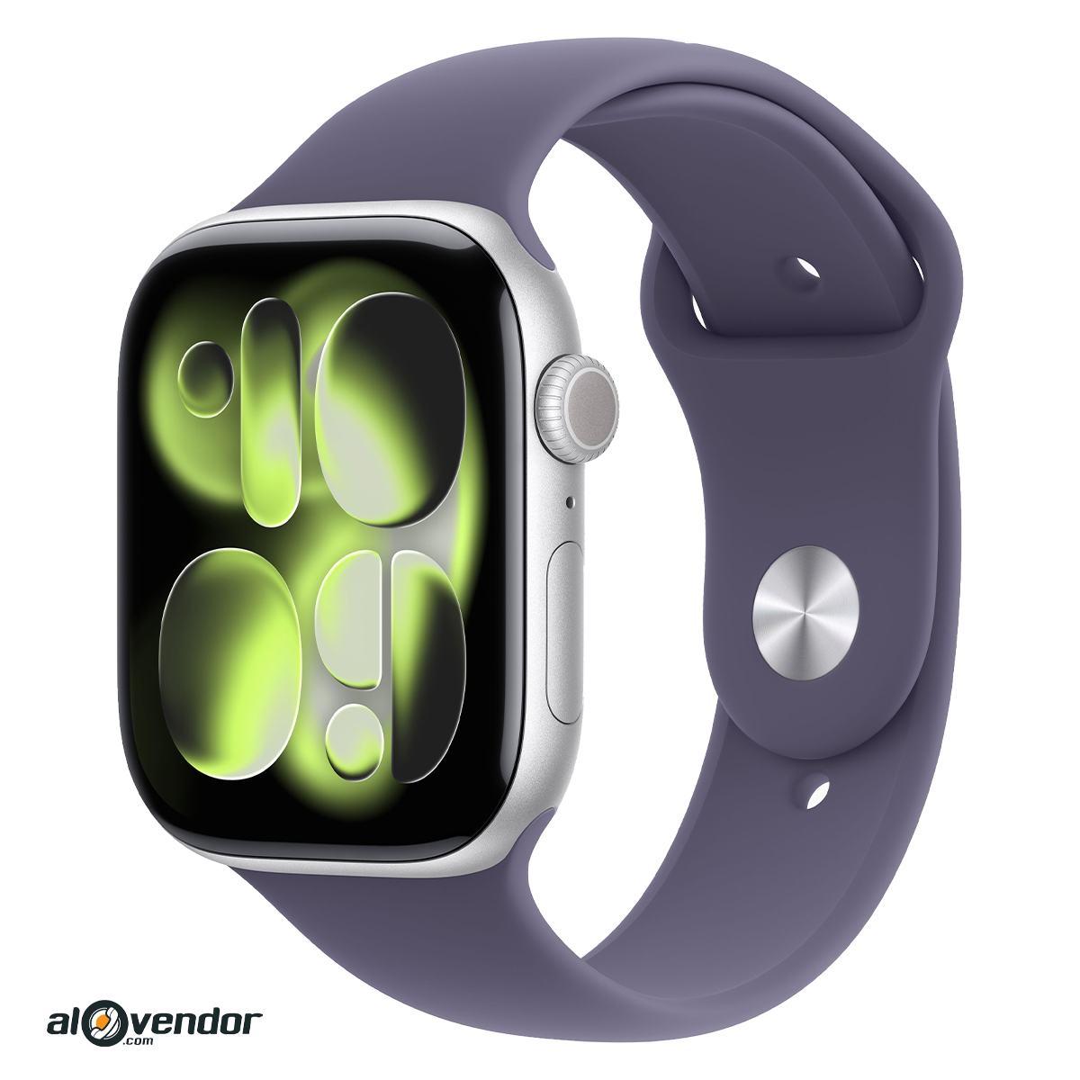 Apple Watch Series 11 46mm GPS Viền Silver Dây Cao Su Tím Khói