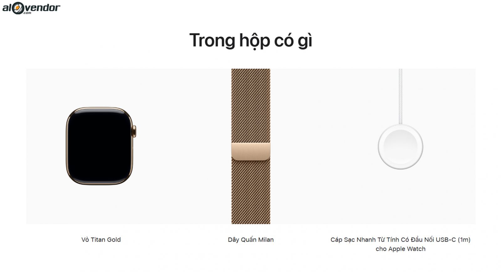 Hộp Apple Watch Series 11 42mm Gold Titanium Milanese Loop