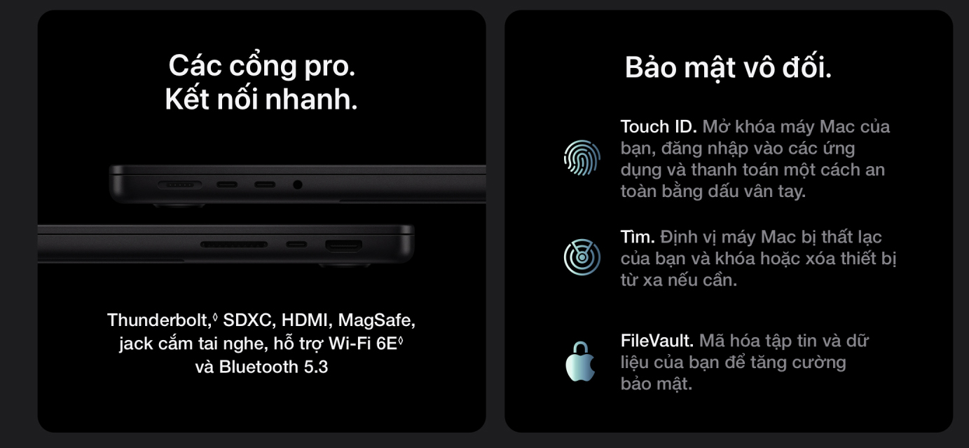 MacBook Pro 14 inch M5 16GB/4TB Cổng Kết Nối