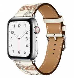 Dây Apple Watch Hermes Blanc All-Over Print Single Tour