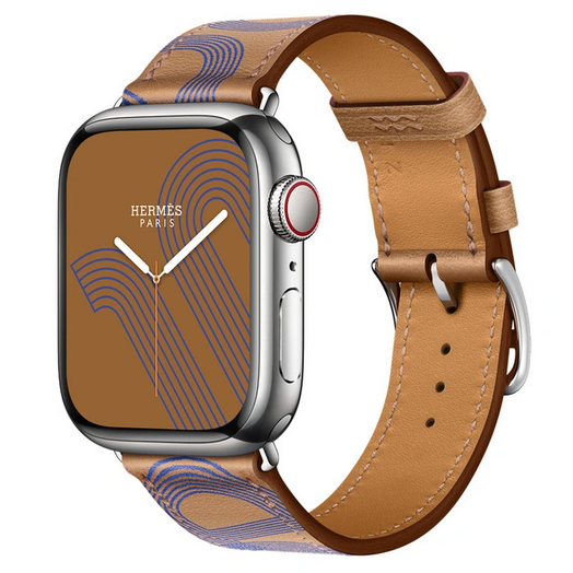 Dây Apple Watch Hermes Circuit H Biscuit/Bleu Électrique chính hãng