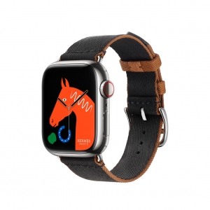 Dây Apple Watch Hermes Noir/Gold Twill Jump Single Tour chính hãng