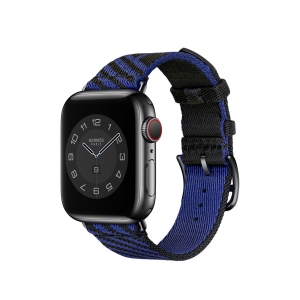 Dây Apple Watch Hermes Noir/Bleu Saphir Jumping Single Tour chính hãng