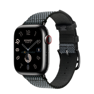 Dây Apple Watch Hermes Noir/Denim Toile H Single Tour chính hãng