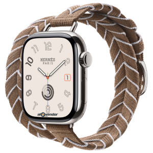 Apple Watch Hermes Series 10 Beige de Weimar/Blanc Bridon Attelage Double Tour 42mm chính hãng