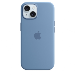 Ốp Silicon iPhone 15 Plus Xanh trời đông MagSafe Replica