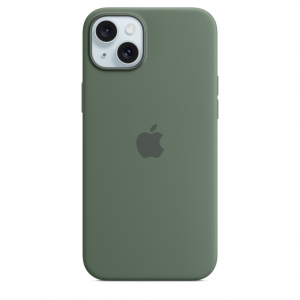 Ốp Silicon iPhone 15 Plus Xanh Bách Diệp MagSafe Replica