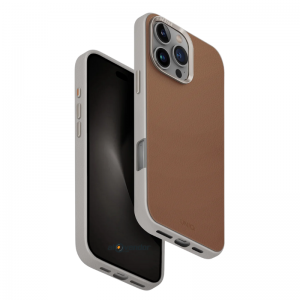 Ốp da iPhone 16 Pro Max UNIQ Dual Tone Caramel Ivory chính hãng
