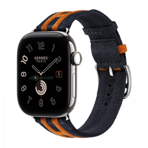 Apple Watch Hermès Series 12 42mm Silver Bleu Nuit Orange Rocabar Club