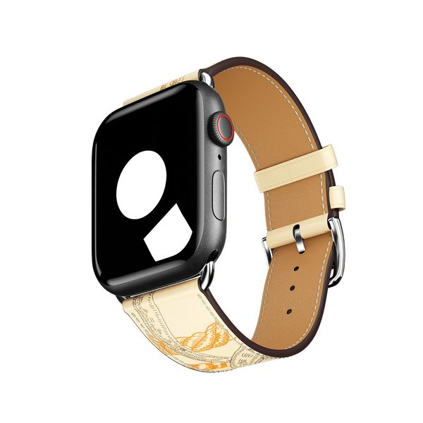 Dây Apple Watch Hermes Blanc All-Over Print Single Tour